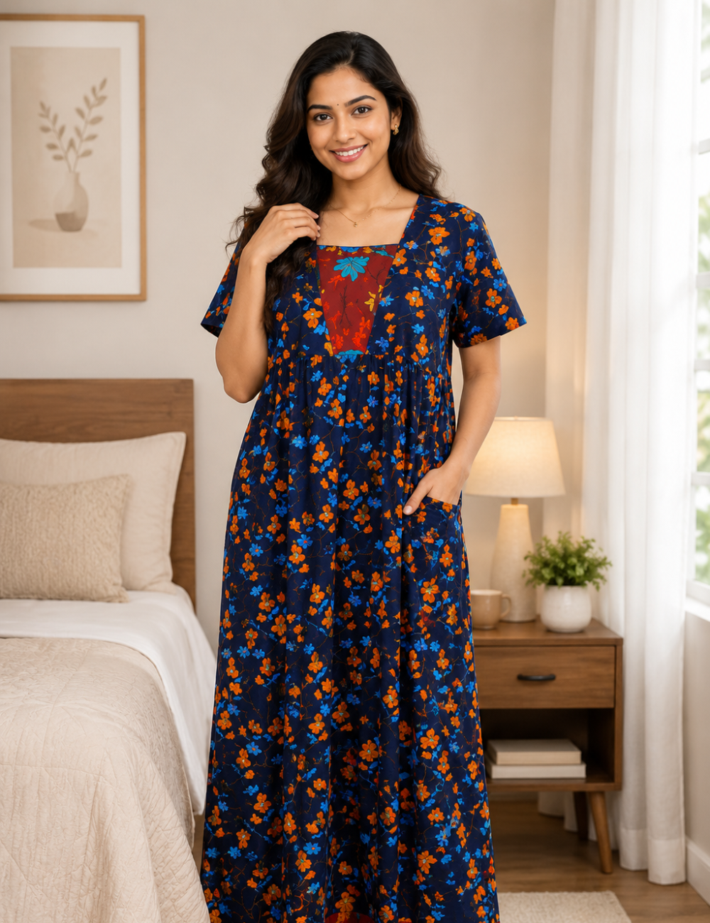 XL - Stylish Premium Frock Nighty| with Rope |Without Zip | Everyday Comfort Wear