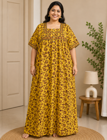 4xl/5XL Premium Jyothi Cotton Printed Nighty for Women | Soft & Breathable Cotton | Relaxed Comfortable Fit