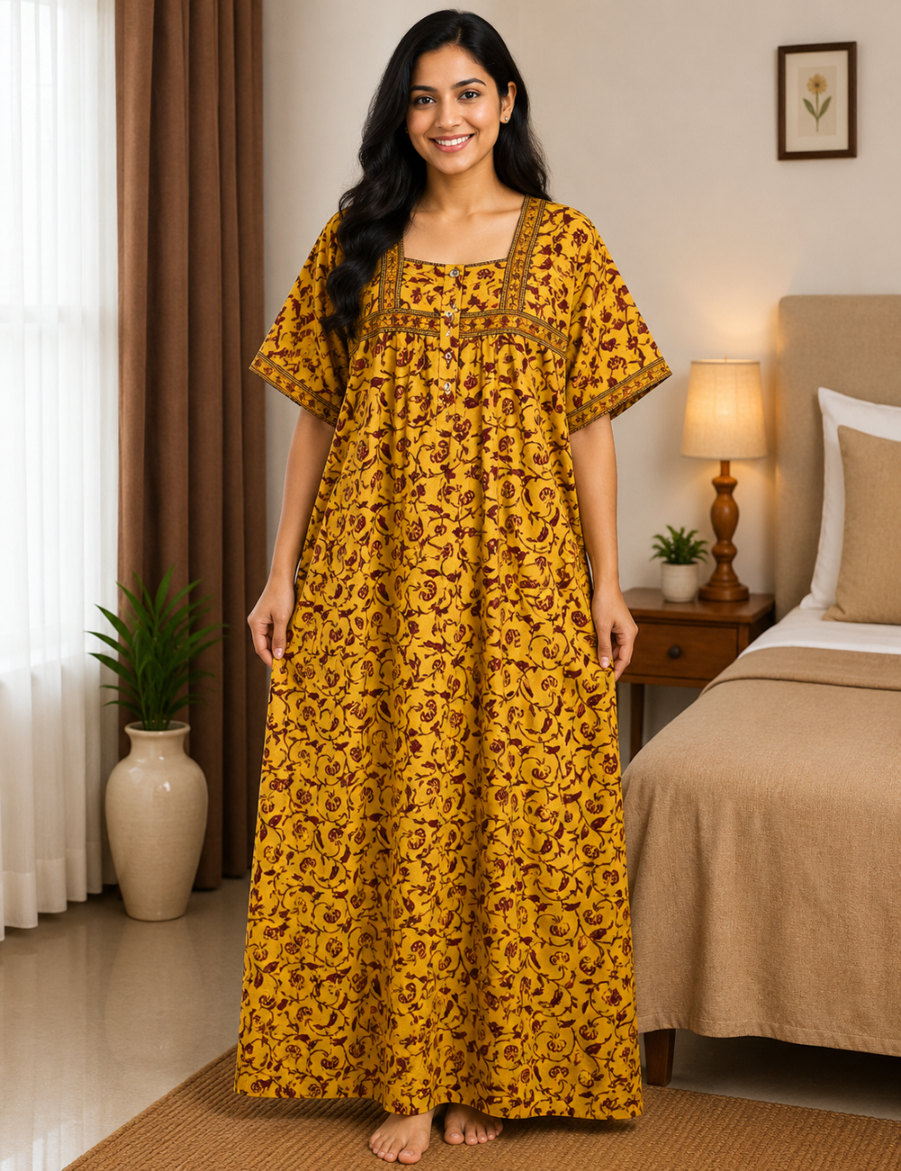 2xl/3XL Premium Jyothi Cotton Printed Nighty for Women | Soft & Breathable Cotton | Relaxed Comfortable Fit|