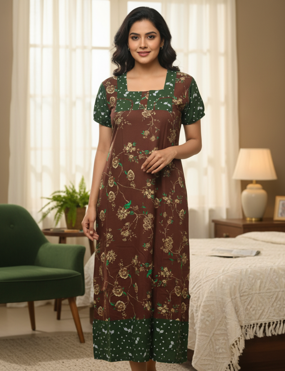 XL - Stylish Premium Frock Nighty| with Rope |Without Zip | Everyday Comfort Wear
