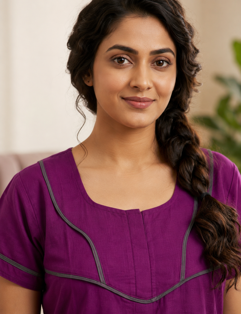 XL Premium - Elegant | Premium| With Zip|Pure Cotton Nighty