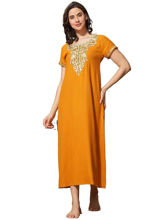 Stylish Alpine Nighty Maxi for Women | Full Length Trendy Nightgown | Premium Nightdress | Nightwear | Heavy Embroidery Nighty