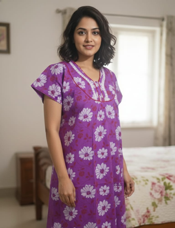 XL Premium - Budget Friendly| Without Zip|Pure Cotton Nighty