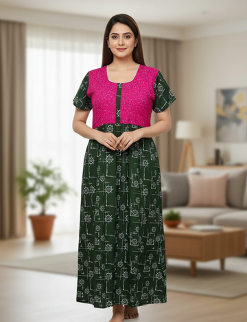 2XL Premium Frock Nighty with Adjustable Side Rope | Soft & Comfortable Daily Wear |Without Zip Pattern