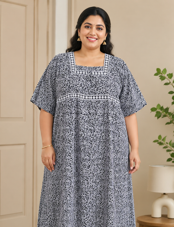 4xl/5XL Premium Jyothi Cotton Printed Nighty for Women | Soft & Breathable Cotton | Relaxed Comfortable Fit