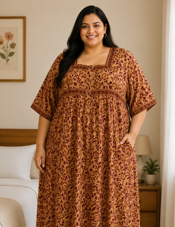 4xl/5XL Premium Jyothi Cotton Printed Nighty for Women | Soft & Breathable Cotton | Relaxed Comfortable Fit