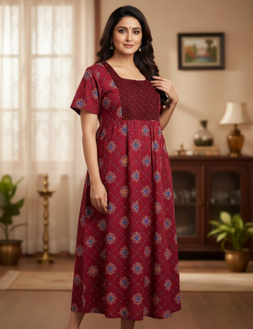 XL Premium - Elegant | Premium pure cotton |With Rope| With Zip|Pure Cotton Nighty