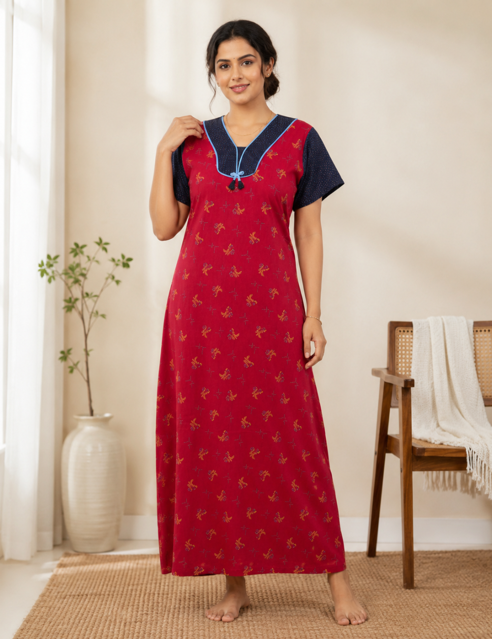 2XL COMBO  Premium - Without Zip Cotton Nighty | premium pure cotton | Soft & Comfortable Daily Wear