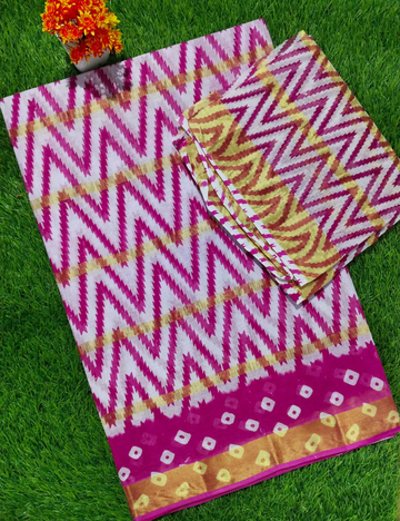 Daily Wear - Soft Cotton Saree |Traditional Printwith Matching Blouse