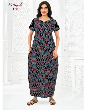 3xl Designer neck–No Zip|Extra Comfort Plus Size Nightwear|Pure Cotton | pranjul nighties