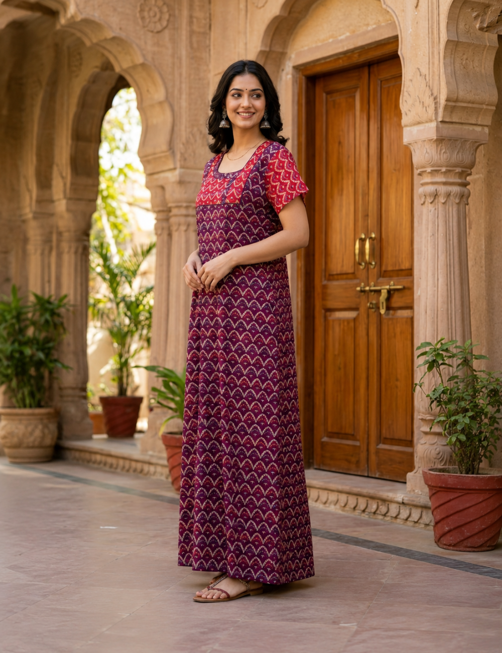 2XL Women's Premium Designer |Pure cotton |Without Zip Pattern Nighty | Soft Comfortable Daily Wear Nightdress