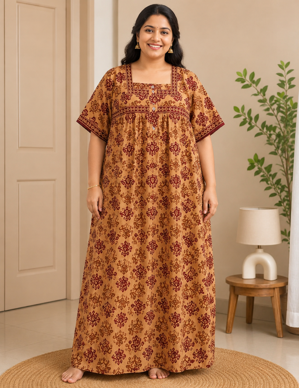 4xl/5XL Premium Jyothi Cotton Printed Nighty for Women | Soft & Breathable Cotton | Relaxed Comfortable Fit