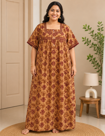4xl/5XL Premium Jyothi Cotton Printed Nighty for Women | Soft & Breathable Cotton | Relaxed Comfortable Fit
