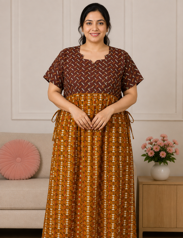 FreeSize - 50"/3xl|frock with rope| Cotton Nighty |  pure cotton | Soft & Comfortable Daily Wear
