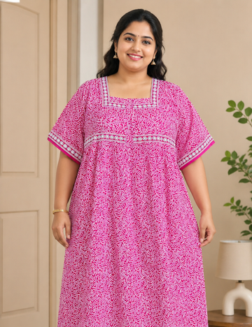 4xl/5XL Premium Jyothi Cotton Printed Nighty for Women | Soft & Breathable Cotton | Relaxed Comfortable Fit