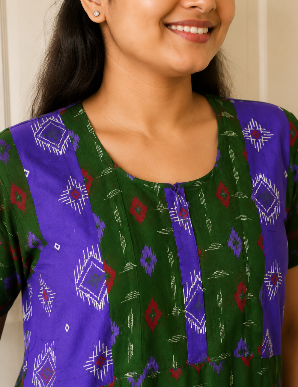 XL Premium -Pure Cotton Nighty | Elegant Look  | With Zip