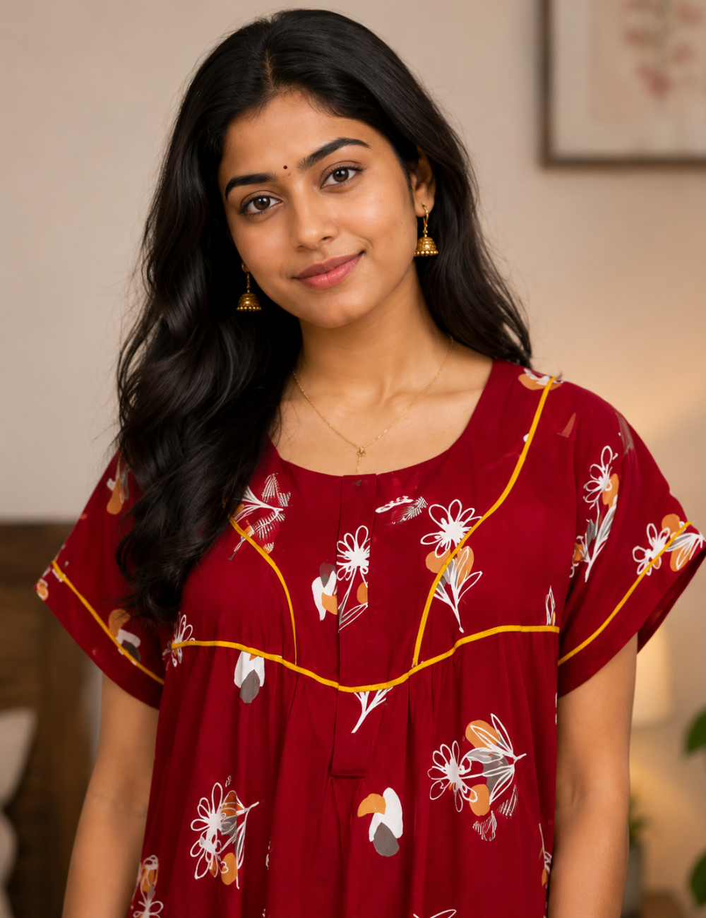 XL Premium -Pure Cotton Nighty | Elegant Rope Style | With Zip