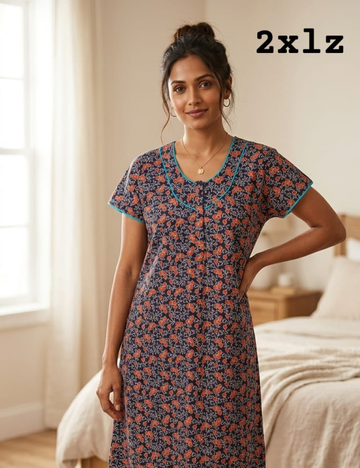 2XL -COMBO  |Ecomomy Plus Nighty| Zip Pattern | Everyday Comfort Wear