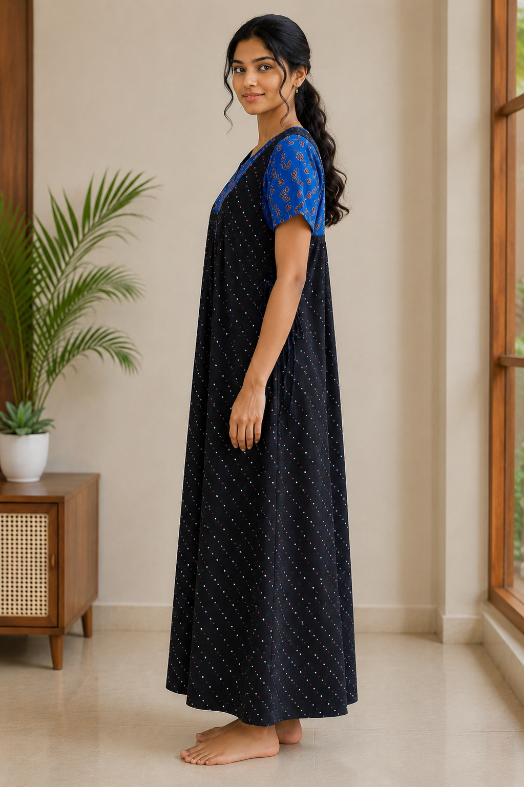2XL Women's Premium Designer |With Rope|Pure cotton |Without Zip Pattern Nighty | Soft Comfortable Daily Wear Nightdress