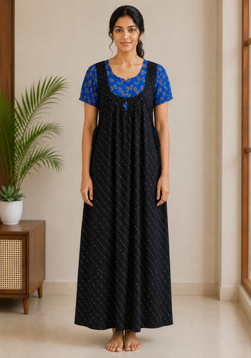 2XL Women's Premium Designer |With Rope|Pure cotton |Without Zip Pattern Nighty | Soft Comfortable Daily Wear Nightdress