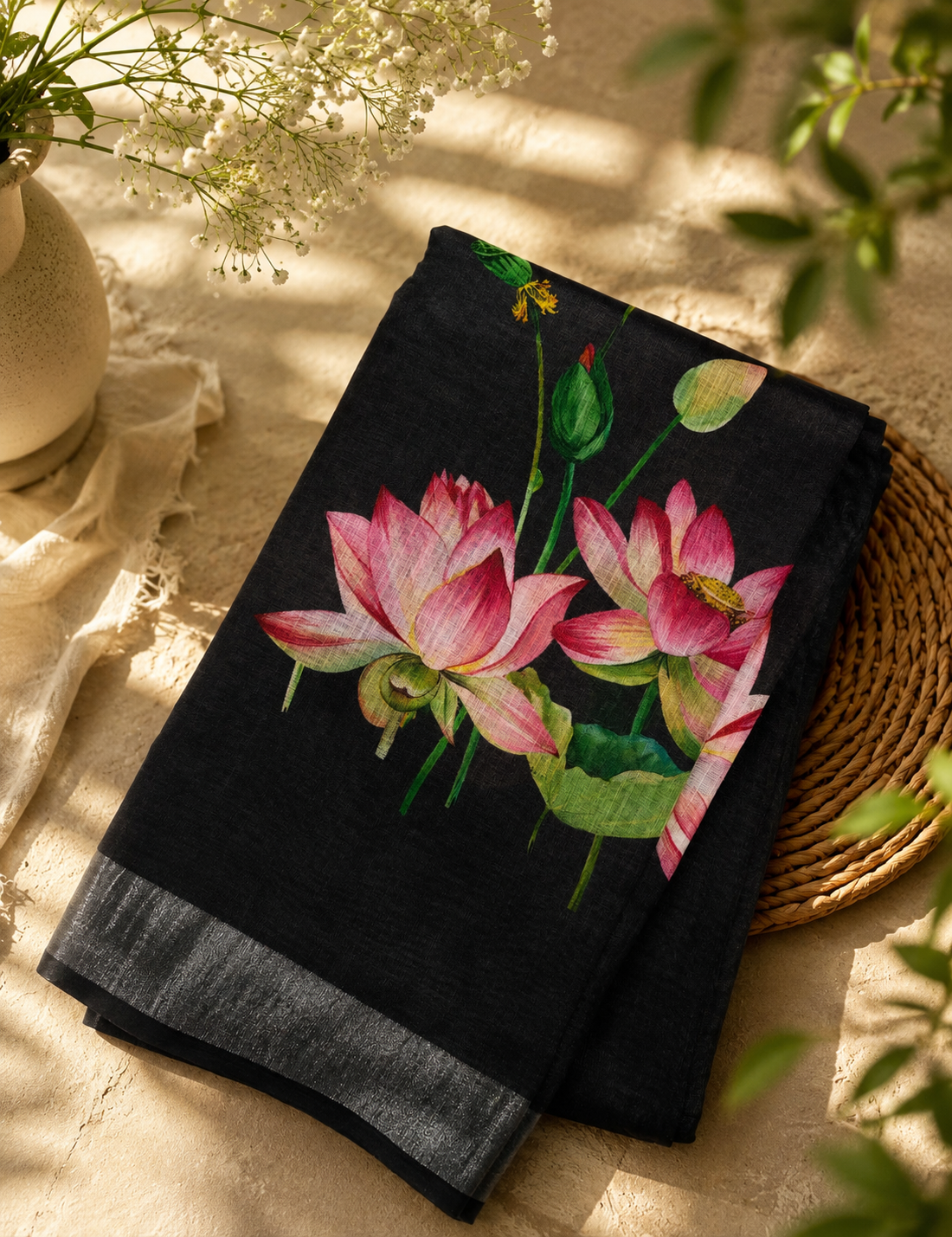Premium Soft Linen Saree with Matching Blouse Piece | Elegant, Lightweight & Comfortable