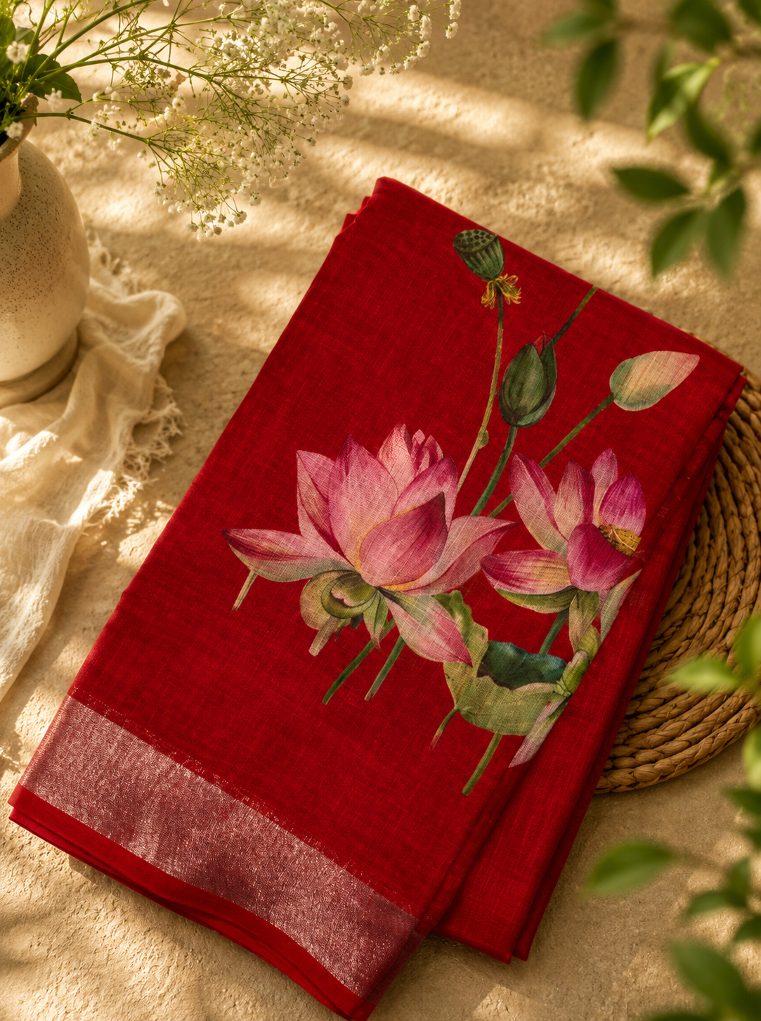 Premium Soft Linen Saree with Matching Blouse Piece | Elegant, Lightweight & Comfortable