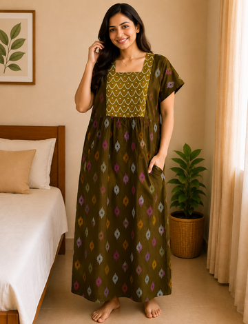 XL - Stylish Premium Frock Nighty| with Rope |Without Zip | Everyday Comfort Wear