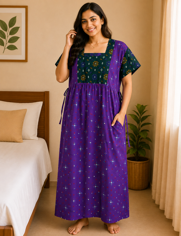 XL - Stylish Premium Frock Nighty| with Rope |Without Zip | Everyday Comfort Wear