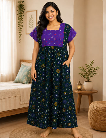 XL - Stylish Premium Frock Nighty| with Rope |Without Zip | Everyday Comfort Wear