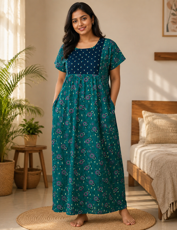 XL - Stylish Premium Frock Nighty| with Rope |Without Zip | Everyday Comfort Wear