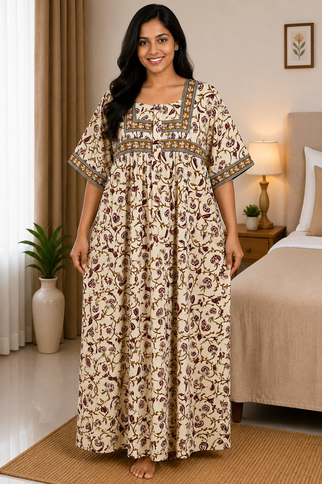 2xl/3XL Premium Jyothi Cotton Printed Nighty for Women | Soft & Breathable Cotton | Relaxed Comfortable Fit