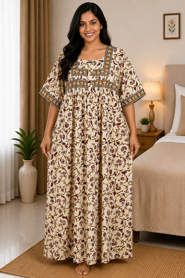 2xl/3XL Premium Jyothi Cotton Printed Nighty for Women | Soft & Breathable Cotton | Relaxed Comfortable Fit
