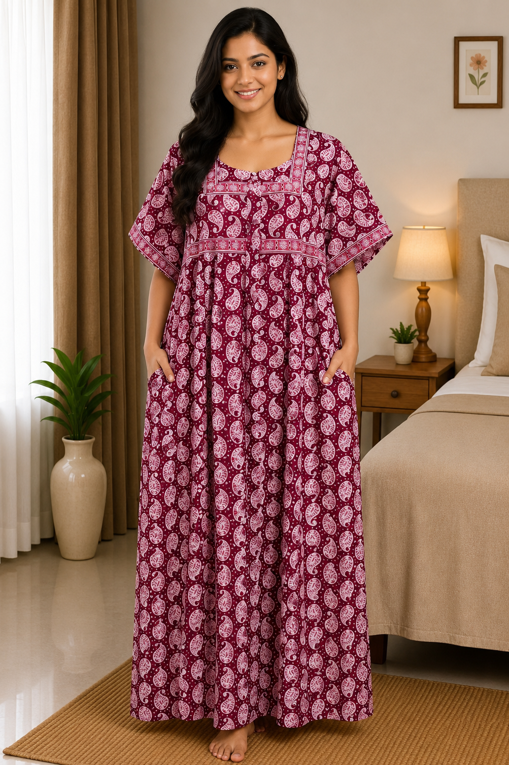XL Premium Jyothi Cotton Printed Nighty for Women | Soft & Breathable Cotton | Relaxed Comfortable Fit