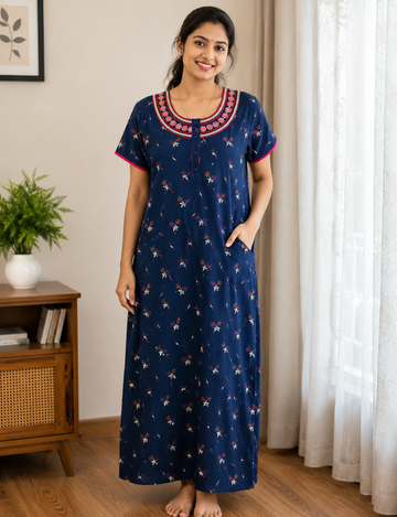 XL Premium Rayon Printed Nighty for Women |Button Type | Soft & Comfortable Daily Wear | Elegant Look  |