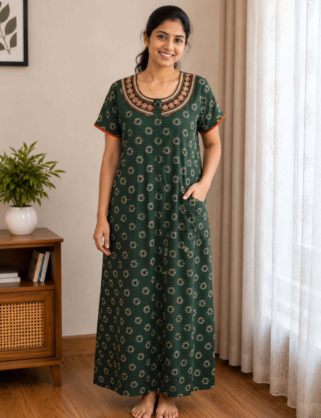XL Premium Rayon Printed Nighty for Women |Zip Pattern | Soft & Comfortable Daily Wear | Elegant Look  |