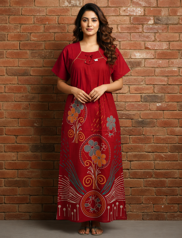 XL Premium -COMBO premium look| Boat Neck| Without Zip|Pure Cotton Nighty