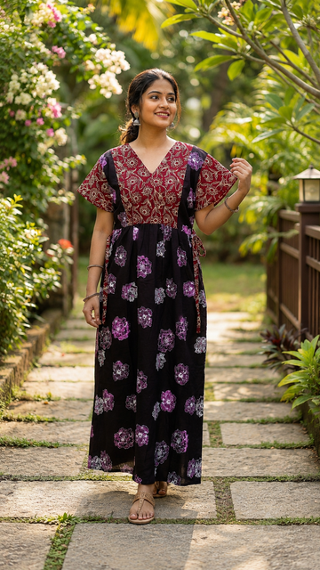 2XL Women's Premium Designer |Pure cotton |Without Zip Pattern Nighty | Soft Comfortable Daily Wear Nightdress