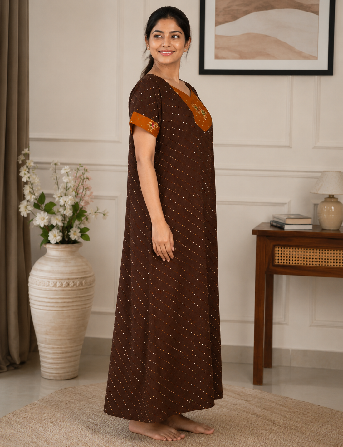 2XL Women's Premium Designer |Pure cotton |Without Zip Pattern Nighty | Soft Comfortable Daily Wear Nightdress