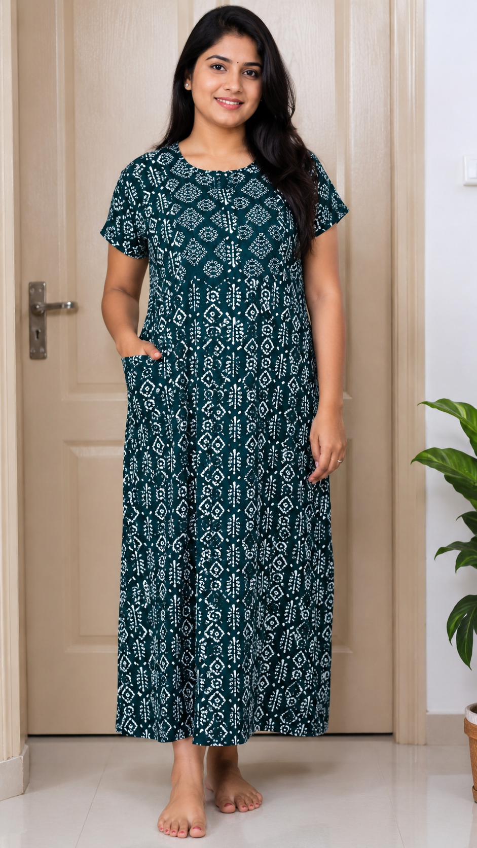 2XL Women's Premium Designer |Pure cotton |Without Zip Pattern Nighty | Soft Comfortable Daily Wear Nightdress