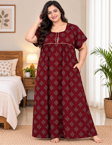 3xl Premium quality|Button type– Extra Comfort Plus Size Nightwear|Pure Cotton |