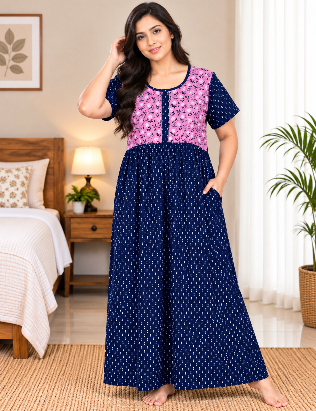 L - Size |Premium Pure Cotton | frock type Nighty