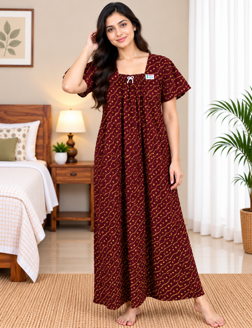 L - Size |Premium Pure Cotton | elastic type Nighty