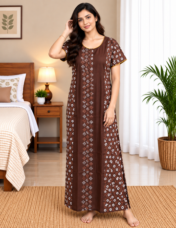 XL Feeding Nighty for Women – Premium Pure Cotton Maternity & Nursing Nighty| side 2 zip