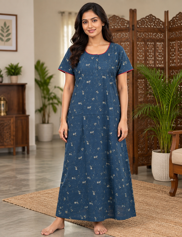 XL Feeding Nighty for Women – Premium Pure Cotton Maternity & Nursing Nighty| side 2 zip