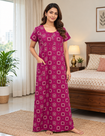 XL Feeding Nighty for Women – Premium Pure Cotton Maternity & Nursing Nighty| side 2 zip