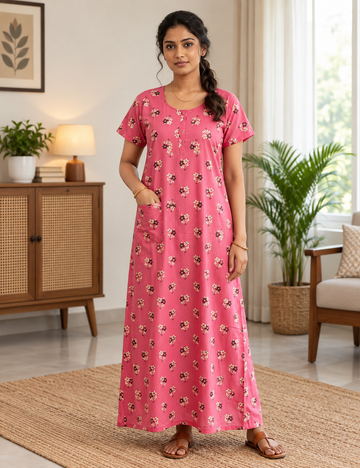 XL Feeding Nighty for Women – Premium Pure Cotton Maternity & Nursing Nighty| side 2 zip