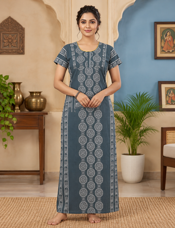 2XL Feeding Nighty for Women – Premium Pure Cotton Maternity & Nursing Nighty|side 2 zip