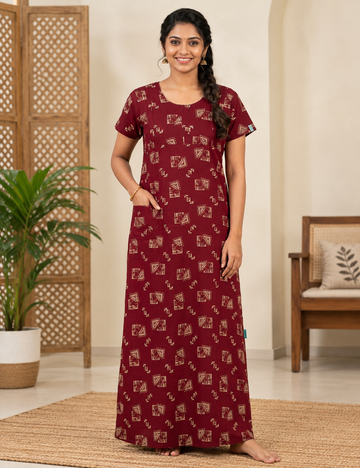 2XL Feeding Nighty for Women – Premium Pure Cotton Maternity & Nursing Nighty|side 2 zip