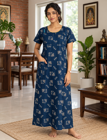 2XL Feeding Nighty for Women – Premium Pure Cotton Maternity & Nursing Nighty|side 2 zip