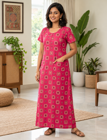 2XL Feeding Nighty for Women – Premium Pure Cotton Maternity & Nursing Nighty|side 2 zip